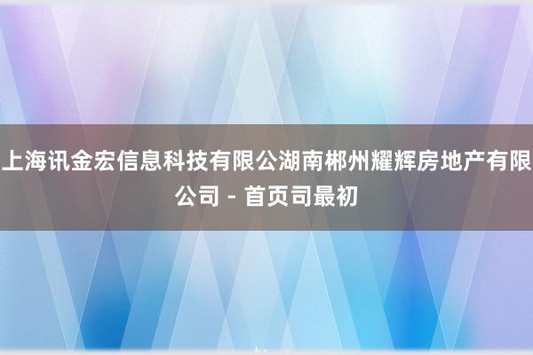上海讯金宏信息科技有限公湖南郴州耀辉房地产有限公司 - 首页司最初